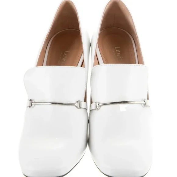 NWT Lewit High Heel Loafers White Leather size 9.5/39.5 - Picture 3 of 5